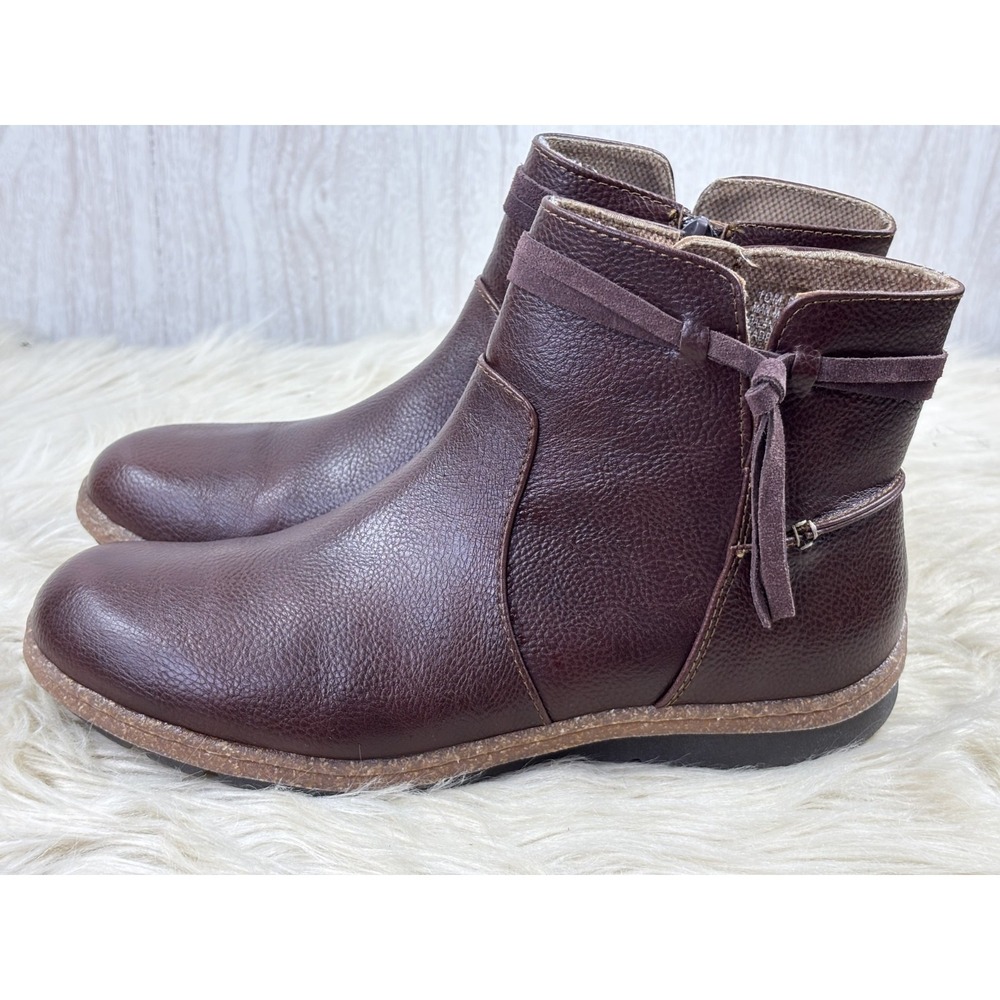 BOC Addi Ankle Boots Women 10M Brown Faux Leather Tassel Side Zip Comfort Bootie